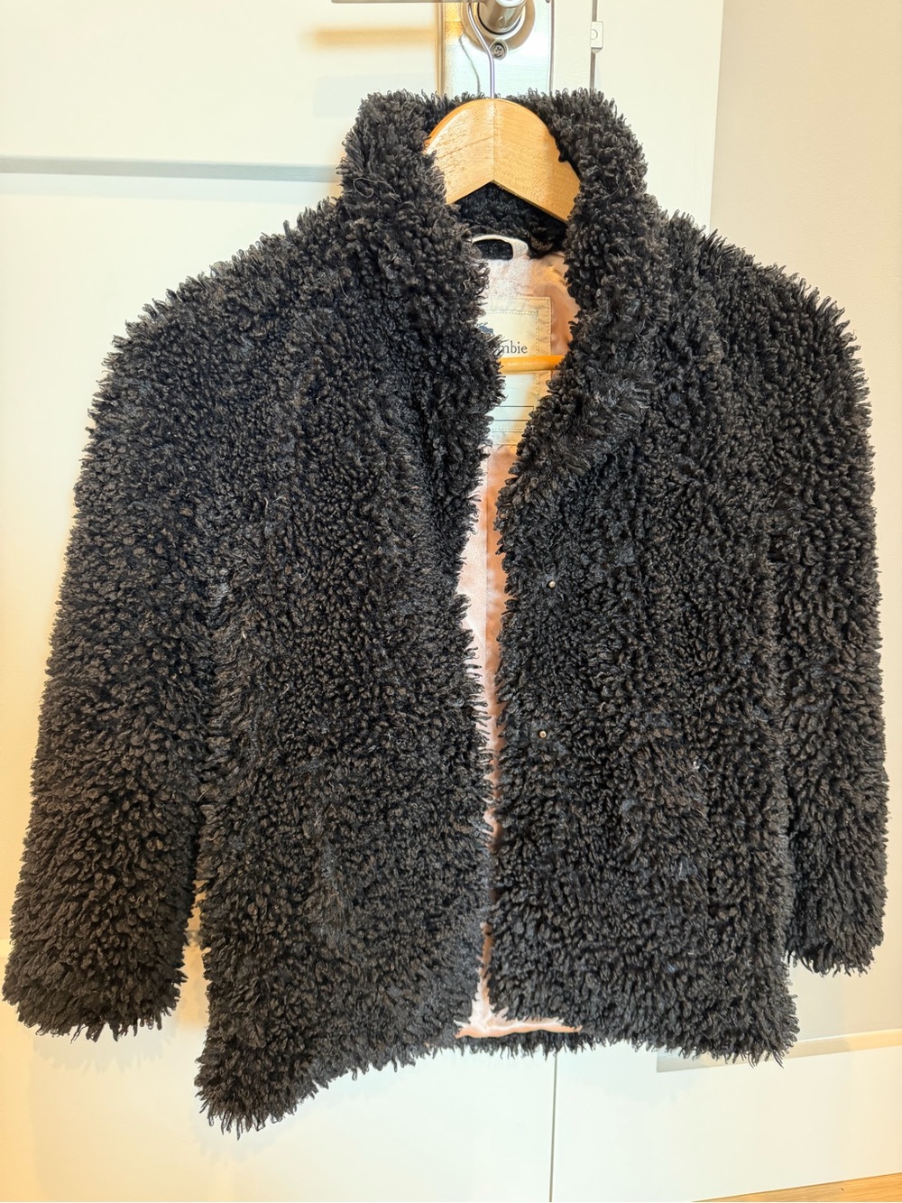 Abercrombie & Fitch kids Black Sherpa Jacket with Blush Lining